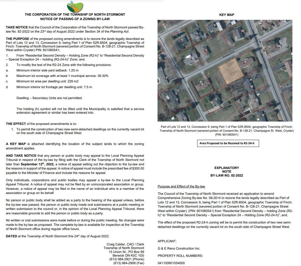 Notice of Passing - Zoning By-Law Amendment (Z-2022-10)