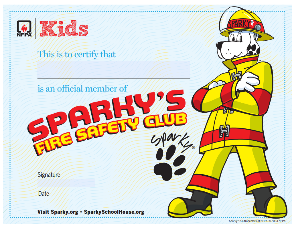 sparky fire safety club