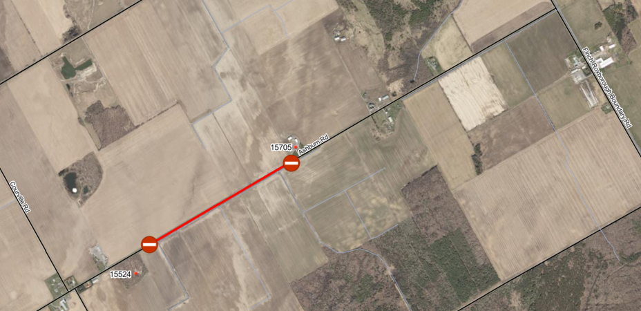 map of affected area on Ashburn Road