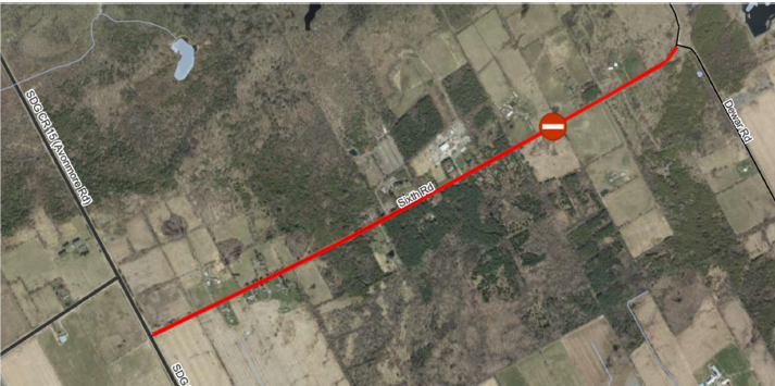 map of road closure at Sixth Road