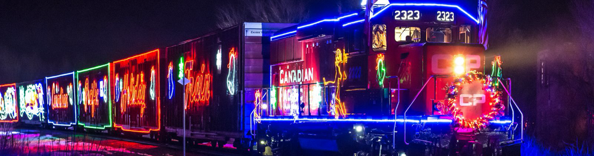 Holiday train at night