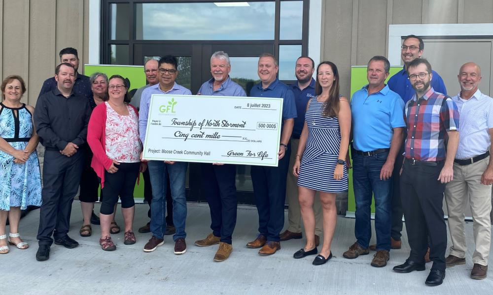 Local dignitaries celebrated a $500,000 investment in the Moose Creek Community Centre, which was provided by GFL Environmental.