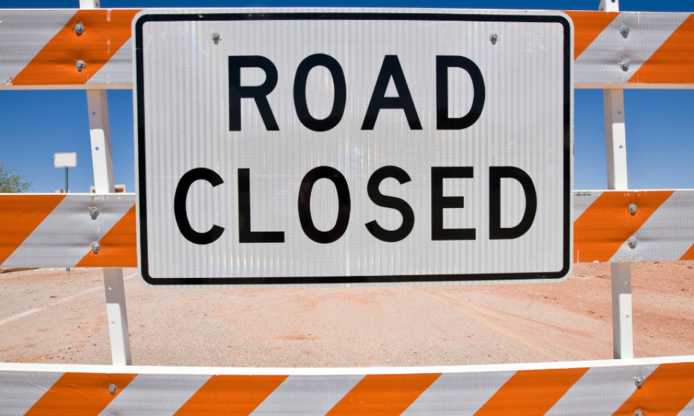 Road closed sign