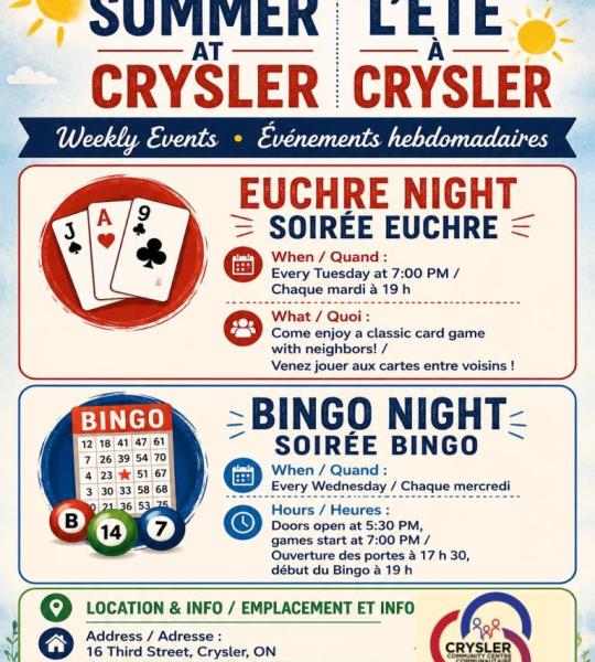 Bingo and euchre night ad