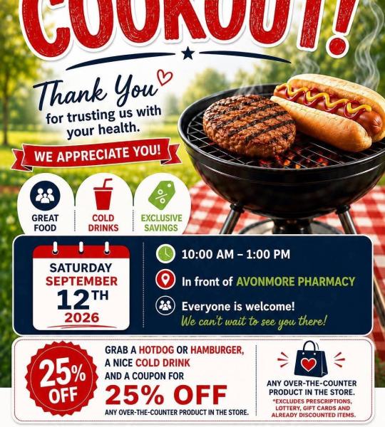 Avonmore Pharmacy 2026 customer appreciation bbq