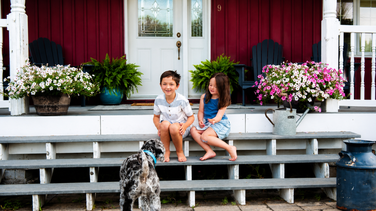 children on a porch