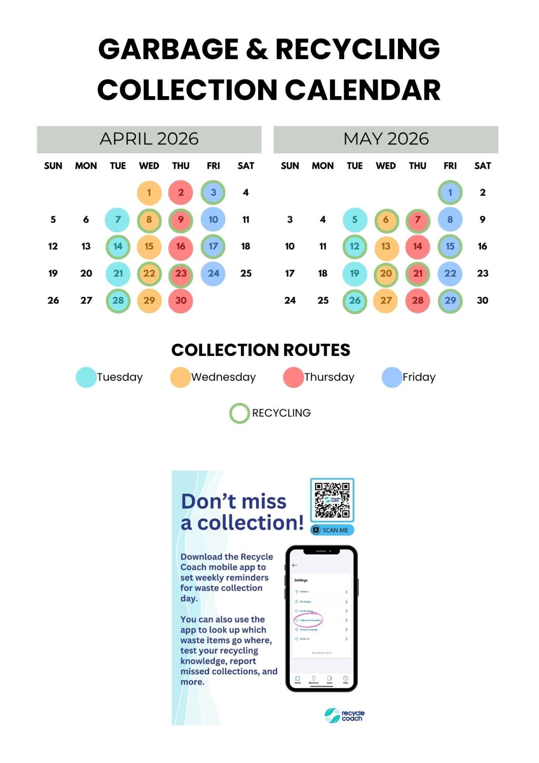 Garbage & Recycling calendar