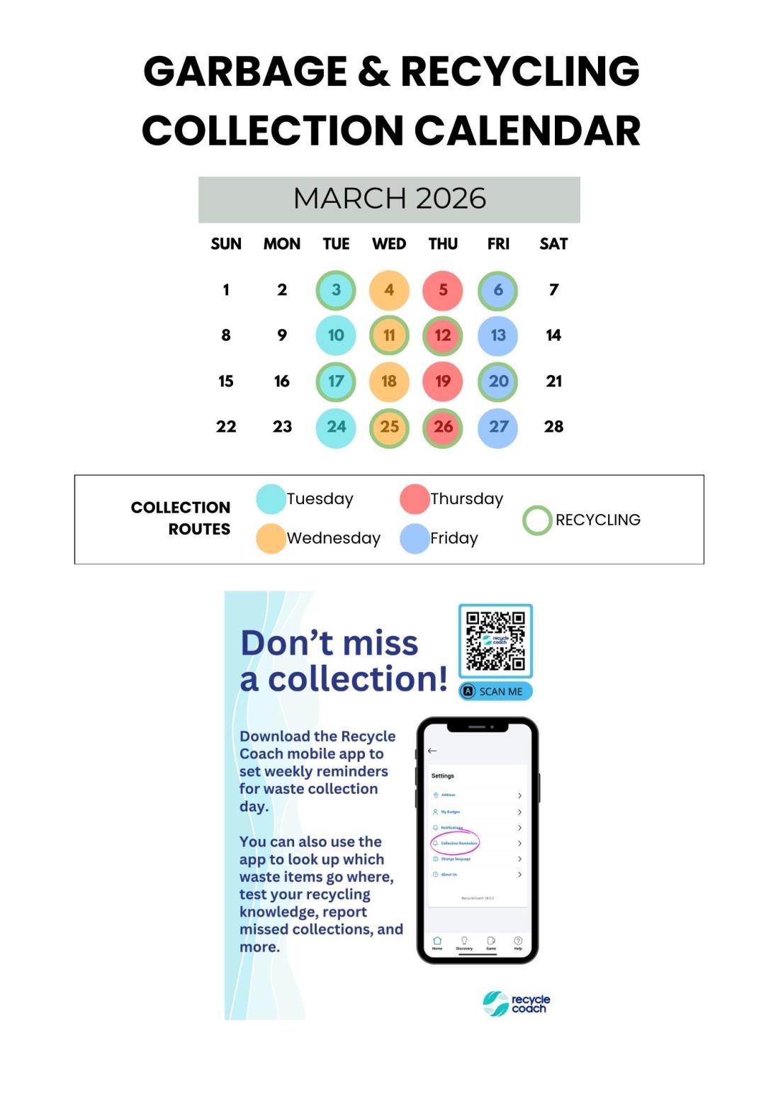 garbage collection calendar