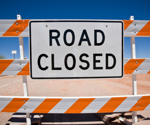 Road closed sign