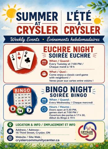 Bingo and euchre night ad