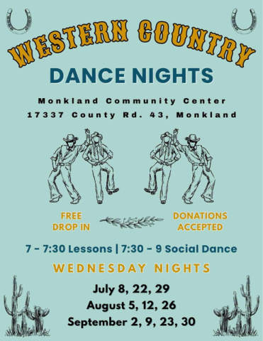 poster for Western country dance nights at the monkland community centre