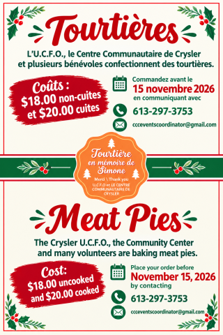 Crysler Community Centre meat pie fundraiser